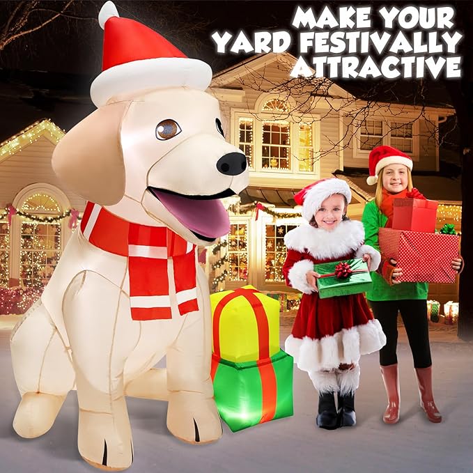 5FT Christmas Inflatables Decorations Outdoor Vivid Lab Dog with Build-in Bright LED Christmas Blow Up Yard Decoration Christmas Decorations Outdoor Indoor for Holiday Party Garden Lawn Home