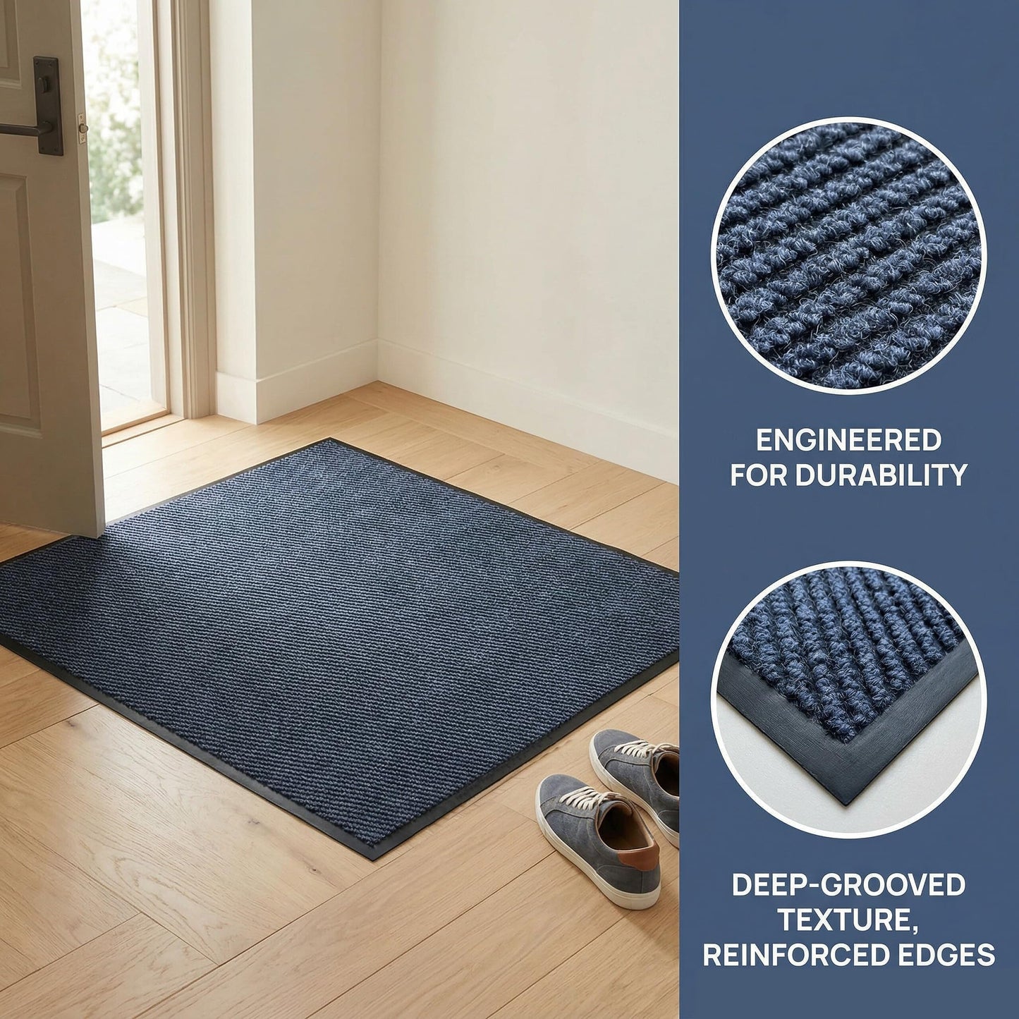Heavy Duty Doormat for High Traffic Entryways All Weather Door Floor Mat with Ultra Grip PVC Backing Non Slip Welcome Mat for Patio, Entry, Indoor Outdoor Cold Gray 48x96 Inch