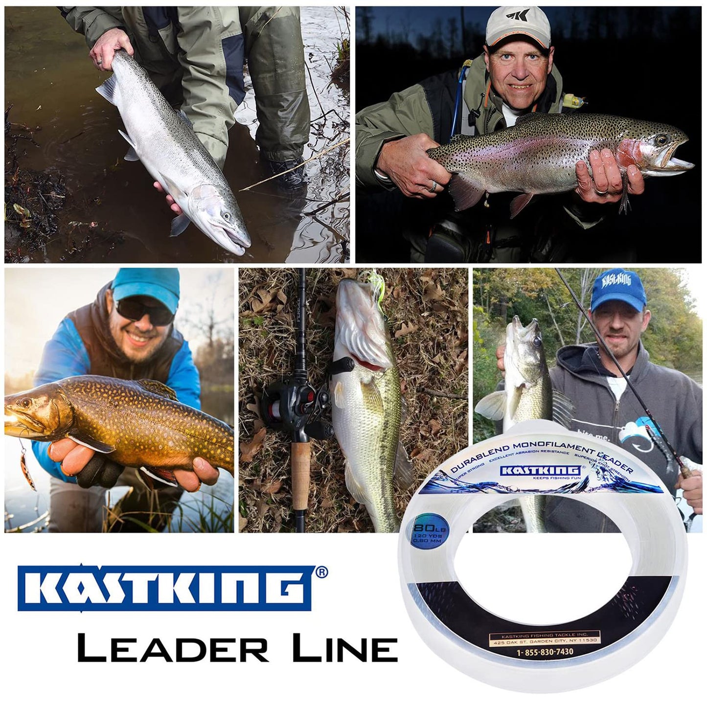KastKing DuraBlend Monofilament Leader Line - Premium Saltwater Mono Leader Materials - Big Game Spool Size 120Yds/110M