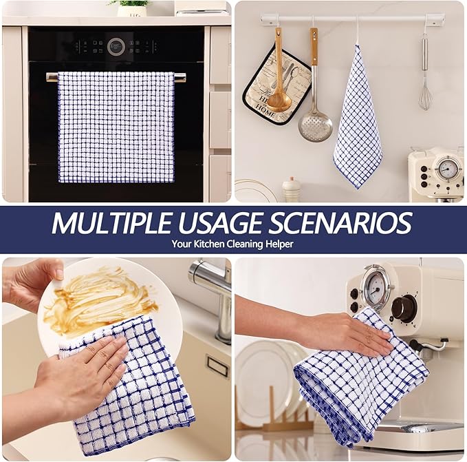 Homaxy Kitchen Towels and Dishcloths Set, 16 x 25 and 12 x 12 Inches, Super