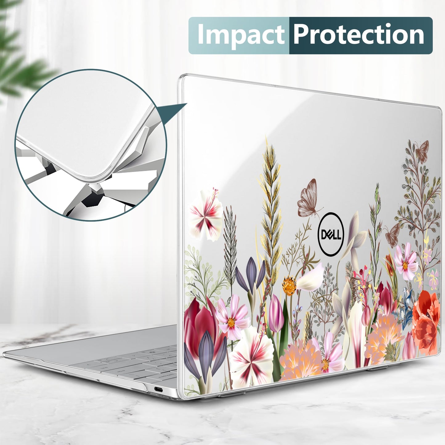 Batianda Case for 2024 Dell XPS 13 Laptop Copilot+ PC 13.4" Display Model Number 9345/9350, Lovely Ultra-Slim Lightweight Scratch-Resistant Hard Cover with Professional Protection, Flower Field