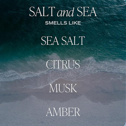 Sweet Water Decor Salt and Sea Candle - Sea Salt, Citrus, Amber, Musk, Beach Scented Soy Candles for Home - Coastal Decor for Beach Lovers - 9oz Clear Jar, 40 Hour Burn Time, Made in The USA