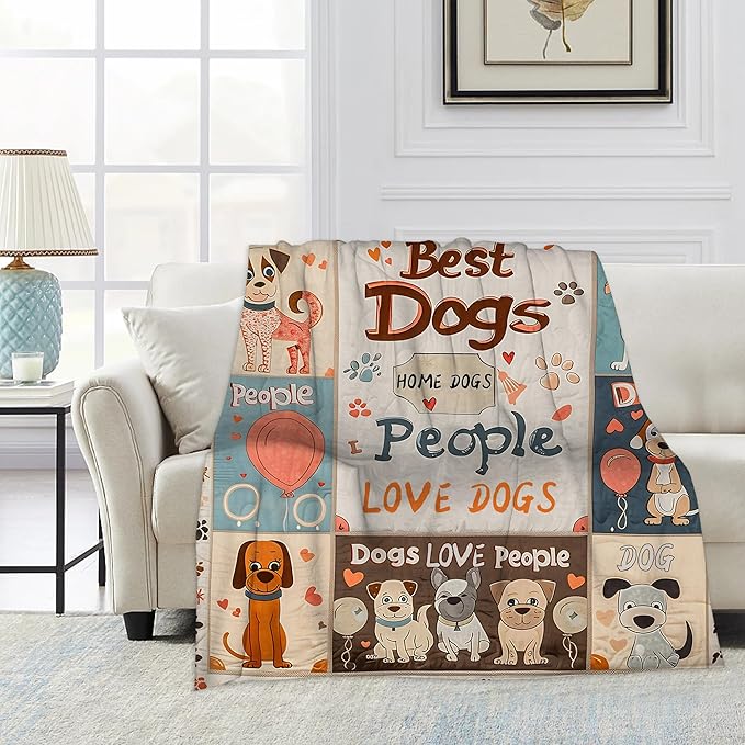 Cute Puppy Throw Blanket, Cartoon Blanket Throw for Adults, Lightweight Soft Cozy Blanket for Couch Sofa Bed Room Decor 50x60 Inches