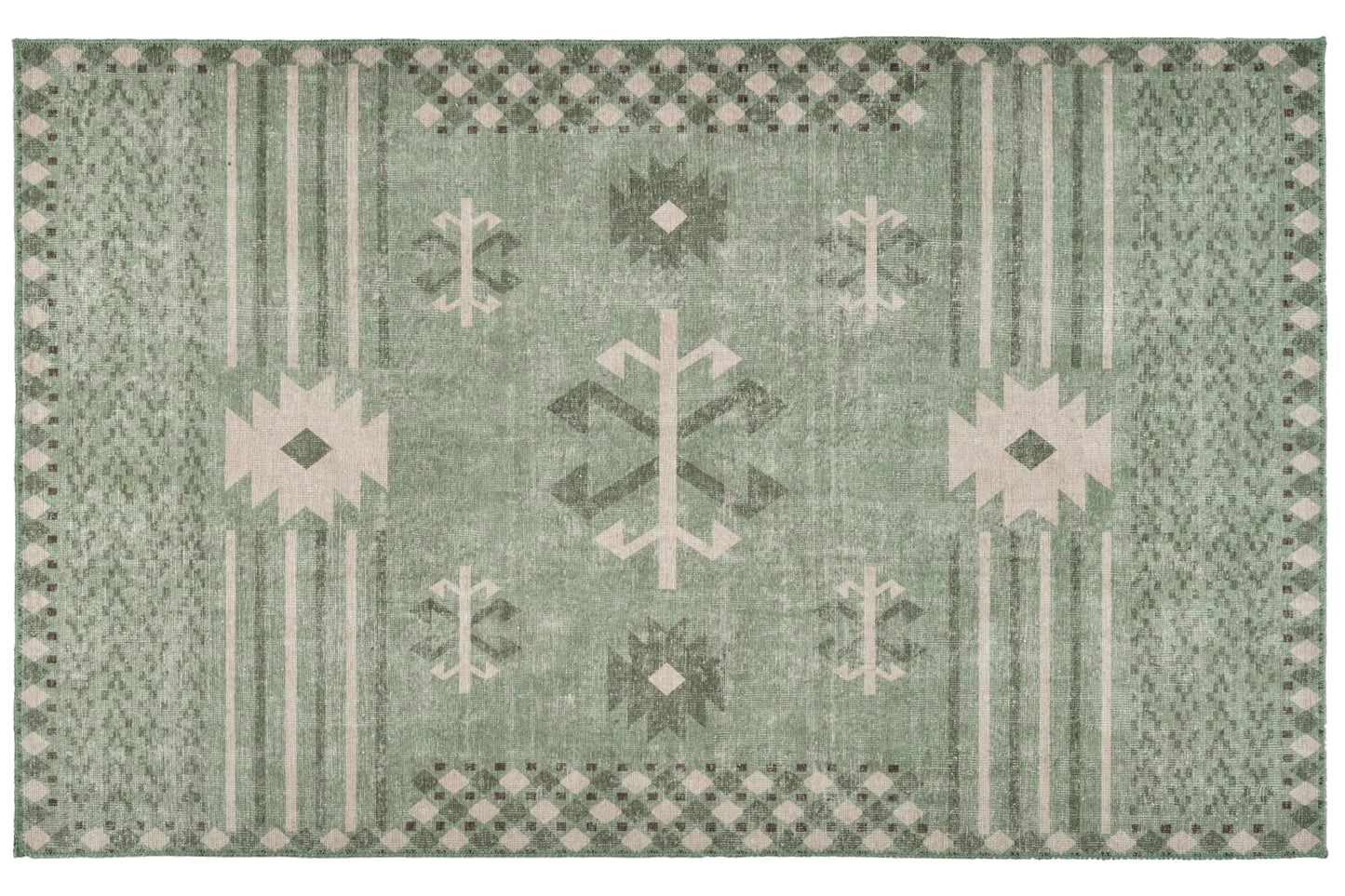 Revival Rugs Flam 4'x6' Zero-Shedding Area Rug for Living Room Bedroom - Oeko-TEX Certified, Low Pile, Spot Clean, Green