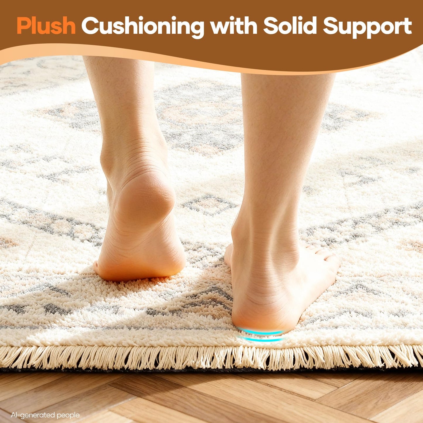 Veken Non Slip Cushioned Rug Pad Gripper 4 x 6 Ft, Felt and Silicone Backing, 1/8 inch Thick Carpet Liner for Hardwood Floors, Under Area Rugs Mat, More Than 99 Pcs Anti-Slip Long Strips Pattern