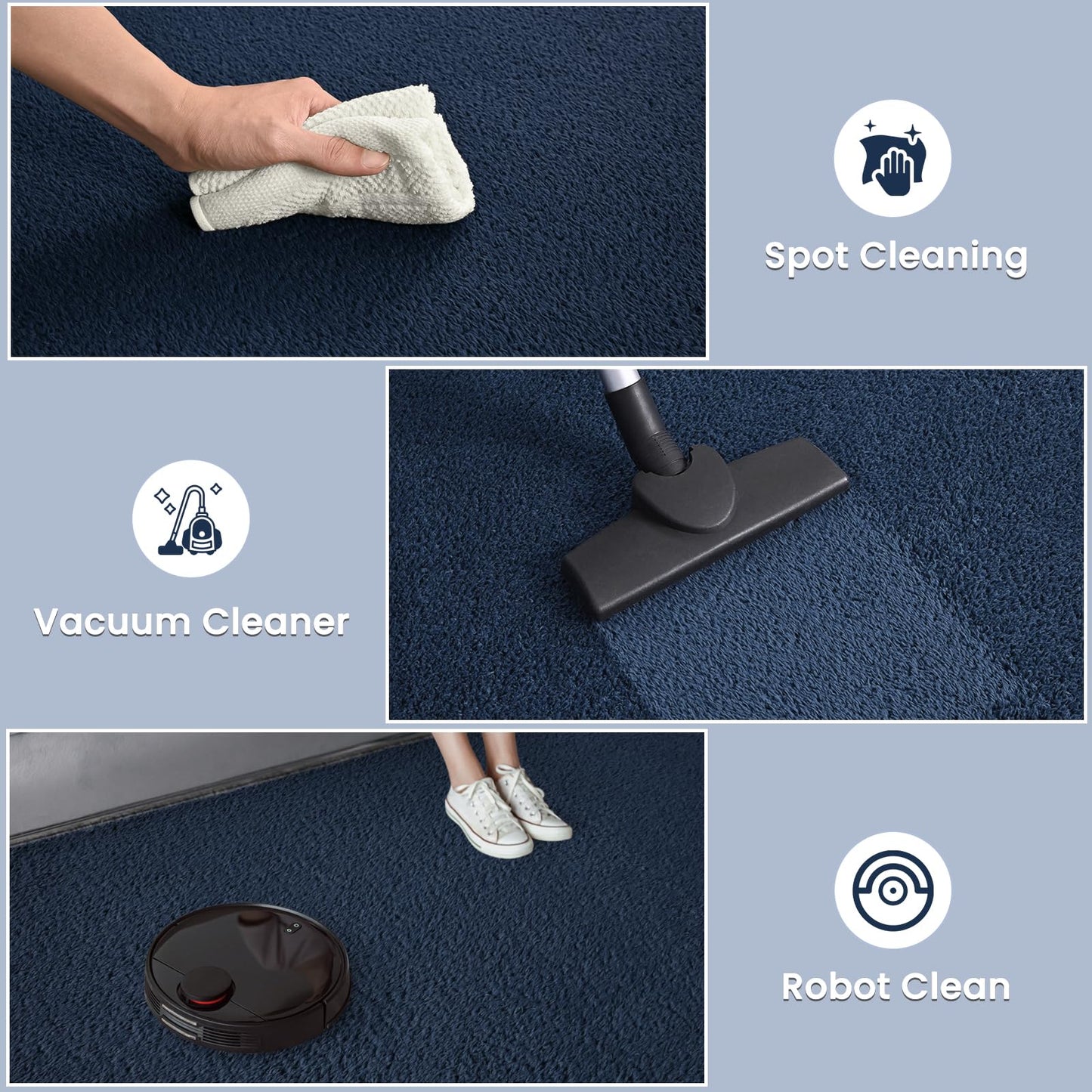 Nuttumico Ultra Soft Round Area Rugs for Living Room Bedroom, 4x4 Feet Navy Blue Washable Non-Slip Indoor Rugs, Thickened Memory Foam Modern Indoor Circle Carpet for Boys Girls Room Home Decor