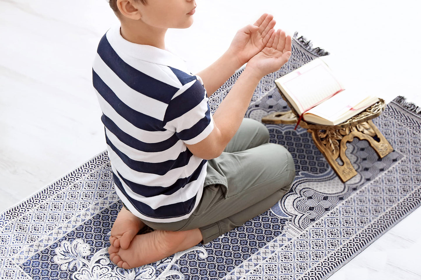 Ottoman Turkish Style Muslim Prayer Rug, Floral Pattern Prayer Mat (Five Thin Prayer Rug)