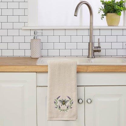 SKL Home Bee Lavender 100% Cotton Embroidered 2pc Hand Towel Set, Decorative