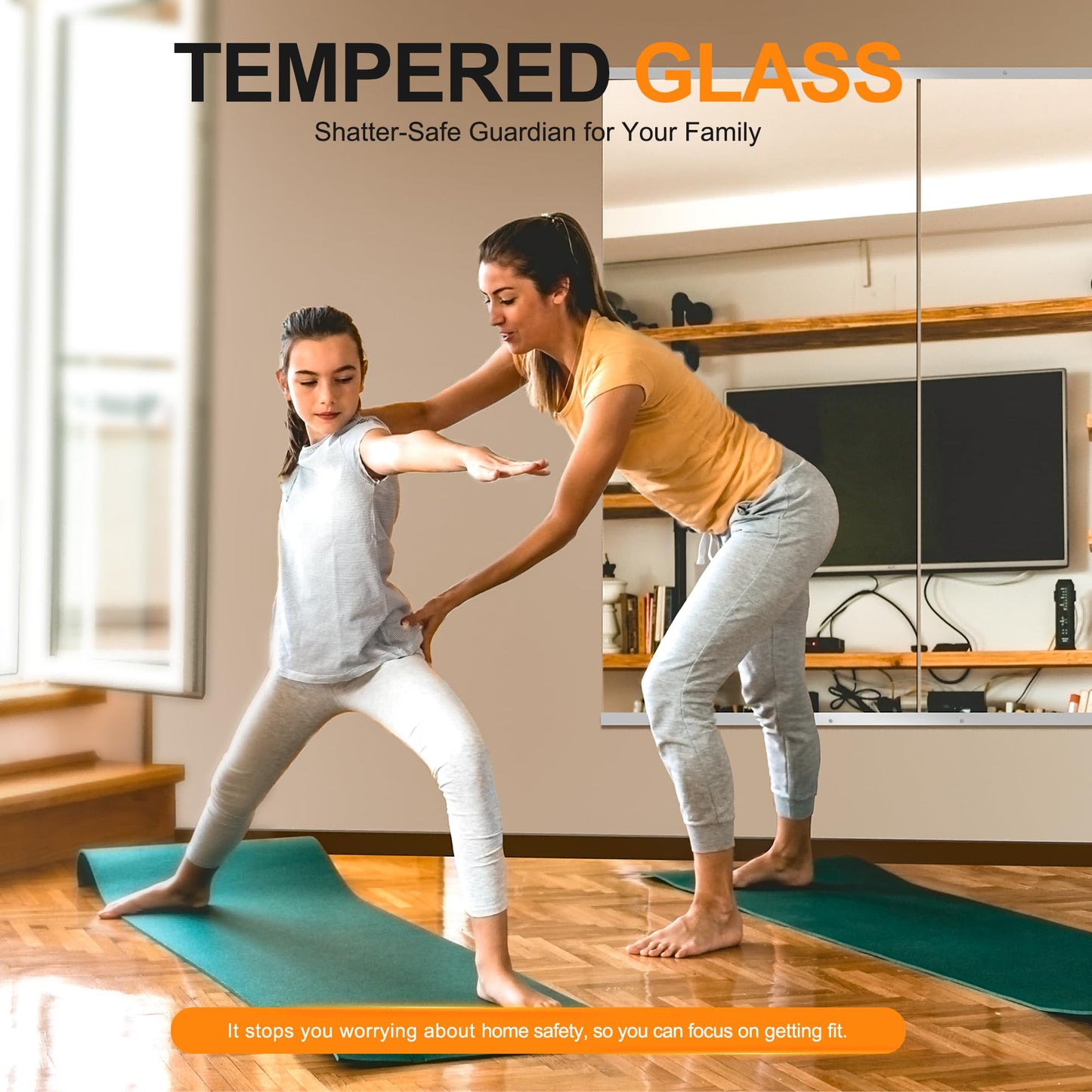Delma Home Gym Mirror,48''x24''x2PCS Silver,Large Full Body Tempered Glass Frameless, Wall-Mounted for Gym, Yoga, Garage, Bedroom, Bathroom