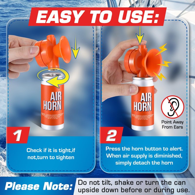 ElectricWise 1 Pack Air Horn 1.4oz, 122dB Loud Air Horns for Safety, Heard Up to 1/2 Mile Away, Small Boat Marine Horn Can, Meet US Coast Guard, Emergency Use for Marine Boating