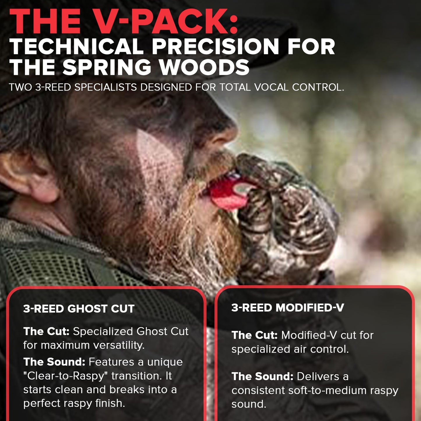 Strut Commander Turkey Mouth Call | Must Have Hunting Accessory | Turkey Hunting Reed Realistic Sound Mouth Call, V-Pack Call