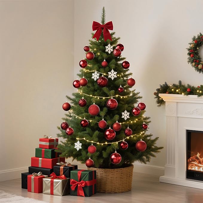 Annecy Christmas Tree Ornaments - 36 PCS Shatterproof Christmas Ball Ornaments Set for Holiday, Wreath & Party Decorations (Multi-Size, Red)