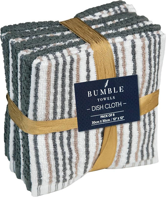 Bumble Towels Premium Dish Cloths 12"x12" | 100% Natural Ring Spun Cotton Tea