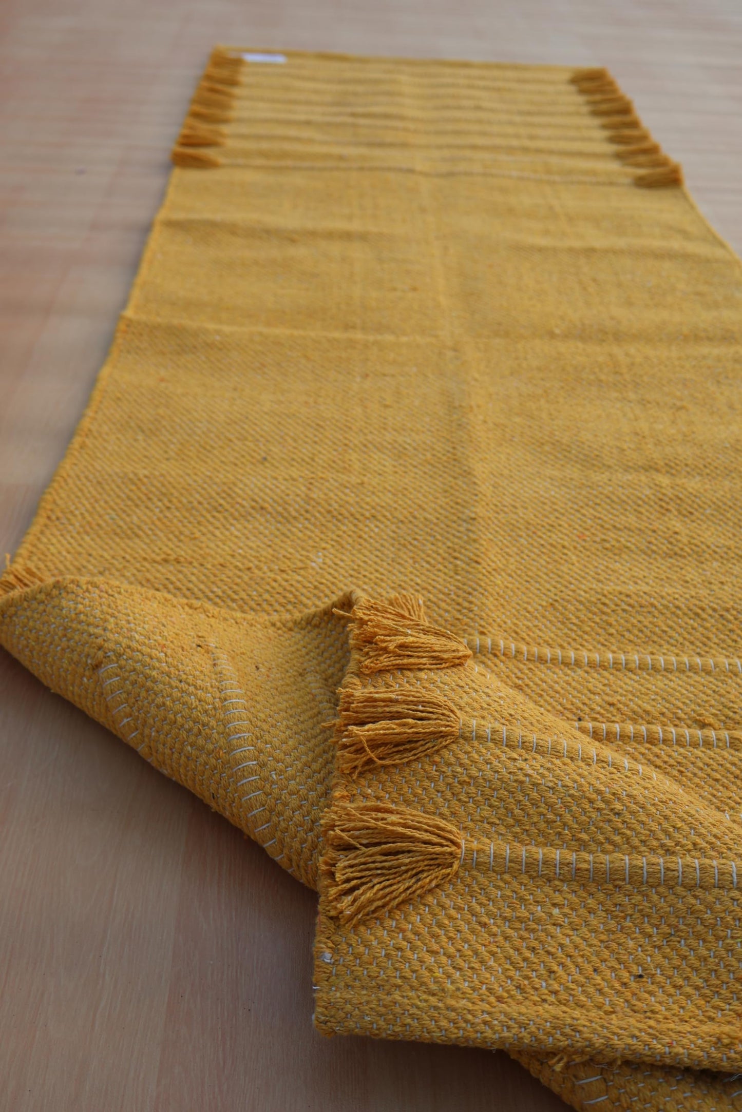 Jaipur art & Rugs Organic Cotton Yoga Mat - Eco-Friendly Hand-Woven Rug - Non Slip & Thick (24”x72”x5mm) for Everyday Fitness at Home - Comfortable Extra-Long (Yellow)