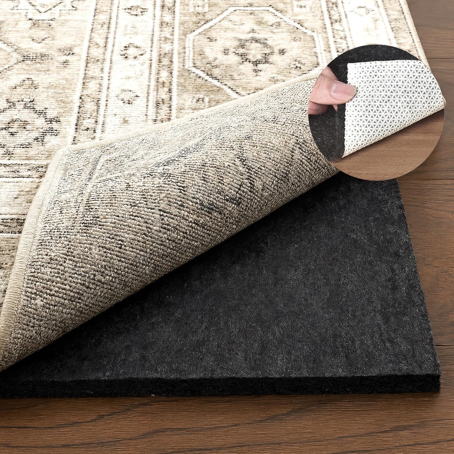 Deep Dream 1/4" Thick Felt and Natural Rubber Backing Rug Pad - Non Slip Carpet Gripper for 2 x 8 Ft Area Rugs - Protective Cushioned Pads for All Floors