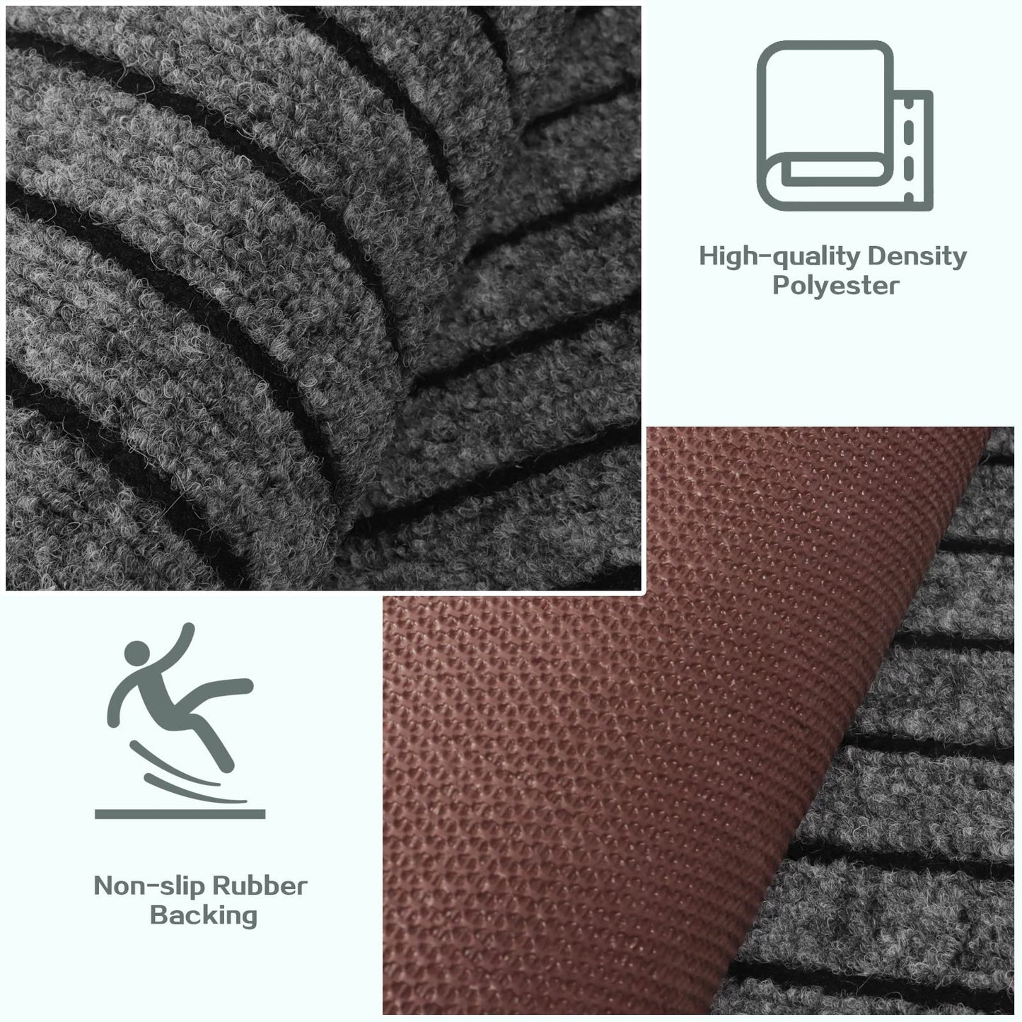 Custom Size Runner Rug 2 ft x 6 ft, 2-82ft Carpet Runners Hallway Entryway Kitchen Garage Laundry Room Area Rugs with Non-Slip Rubber Backing, Gray with Black Stripe