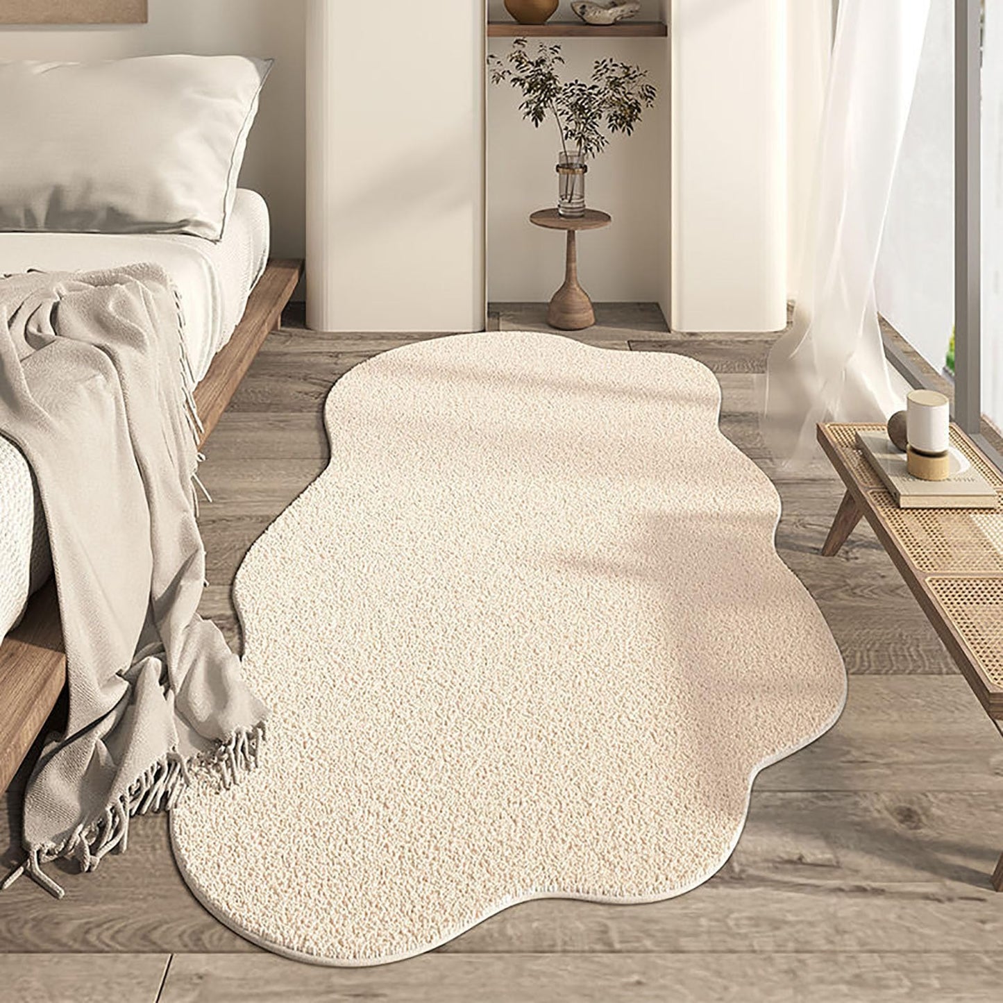 ZZIDOU Area Rug - Artificial Cashmere Cloud Shaped Soft Washable Irregular Rug with Non-Slip Backing, 31.5x63in