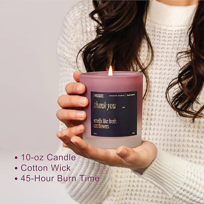 Benevolence LA Thank You Scented Candles | 10 oz, 40-50 Hour Burn, Thank You Gifts for Women, Men Coworkers | Appreciation Gifts for Best Friend | Spring Candles - Smells Like Fresh Cut Flowers