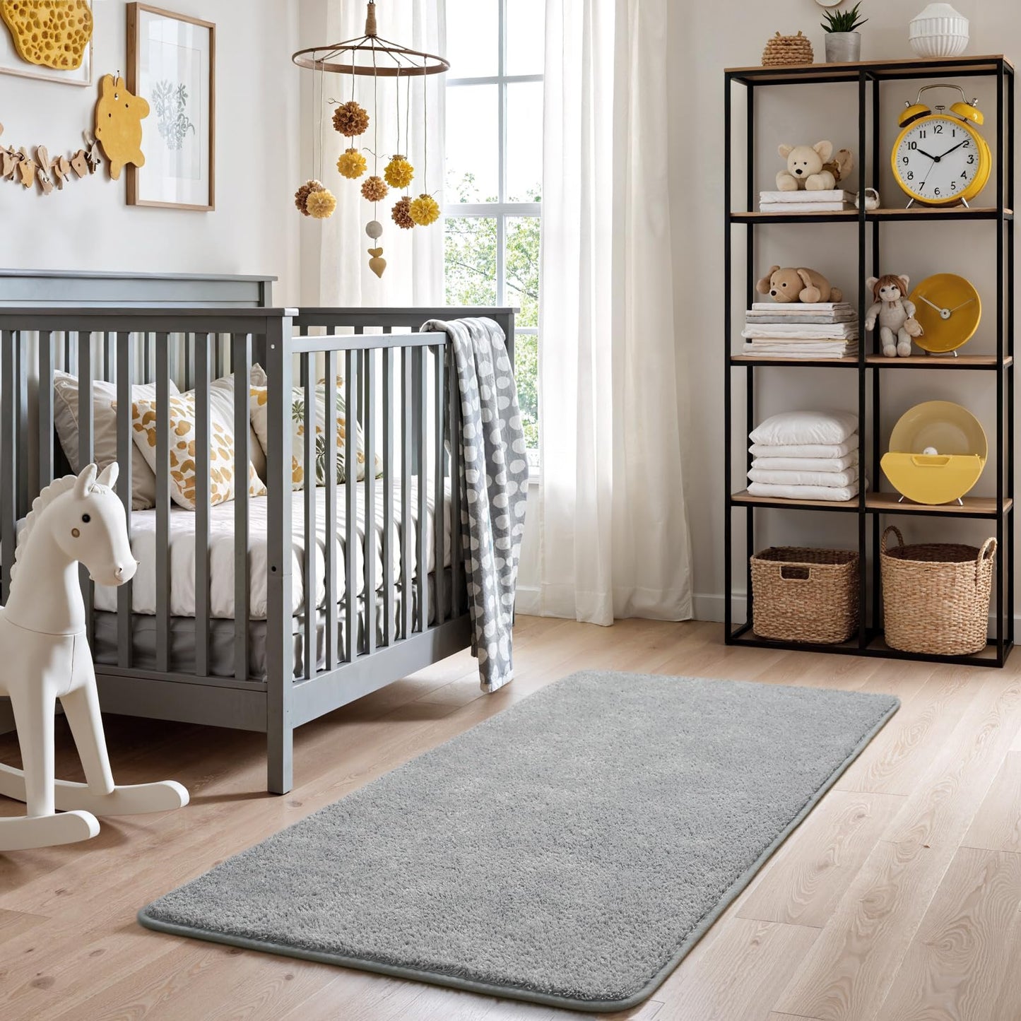 Keeko 2x3 Grey Area Rugs for Bedroom Living Room, Soft Modern Indoor Throw Rugs Low Pile Fluffy Small Rug Door Mat Washable Non Slip Entryway Rug Carpet for Nursery Home Kids Room Decor