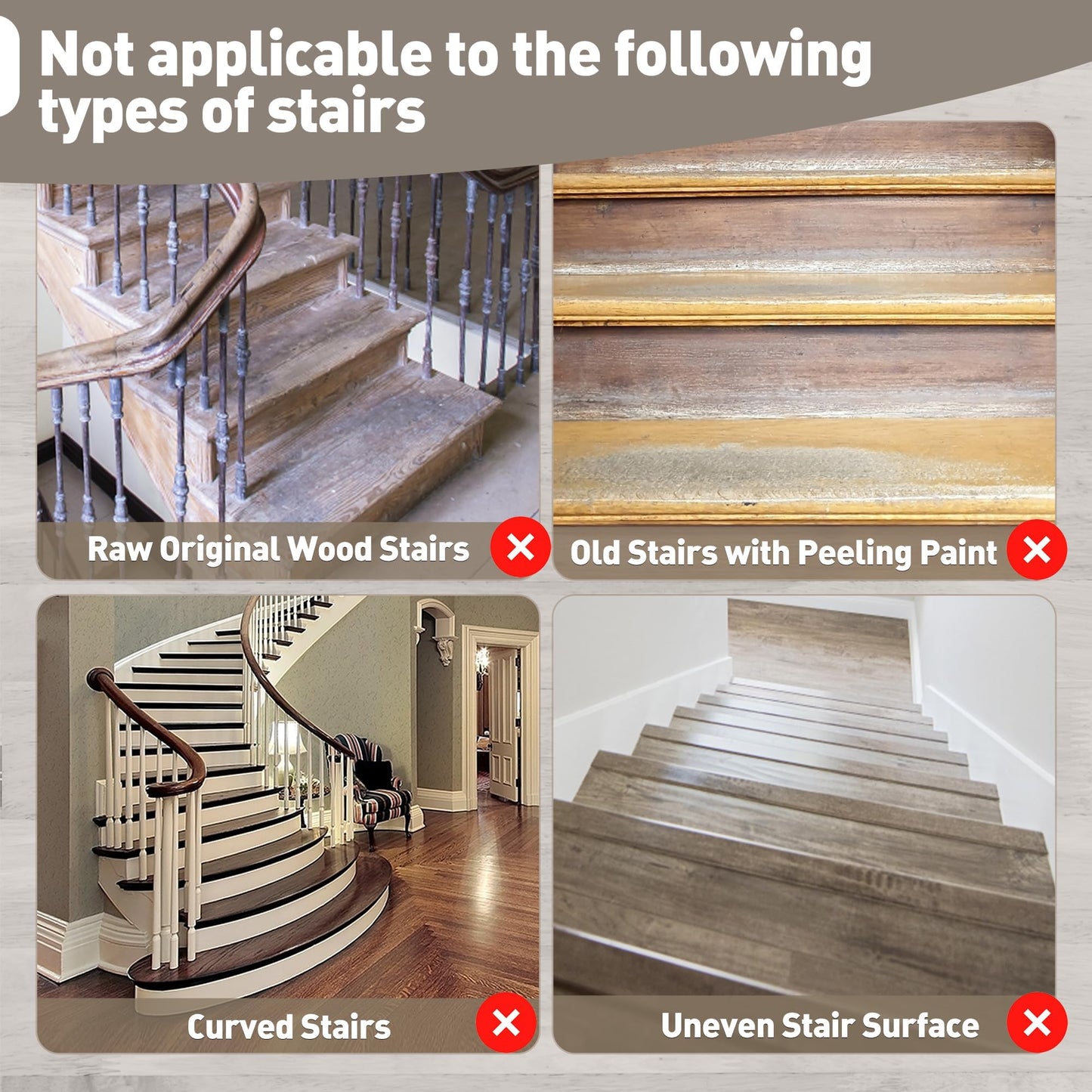PURE ERA Carpet Stair Treads Ultra Plush 8" X 30" Soft Indoor Stair Protectors Pet-Friendly Non-Slip Skid Resistant Tape Free Washable Reusable(14 Pieces, White)