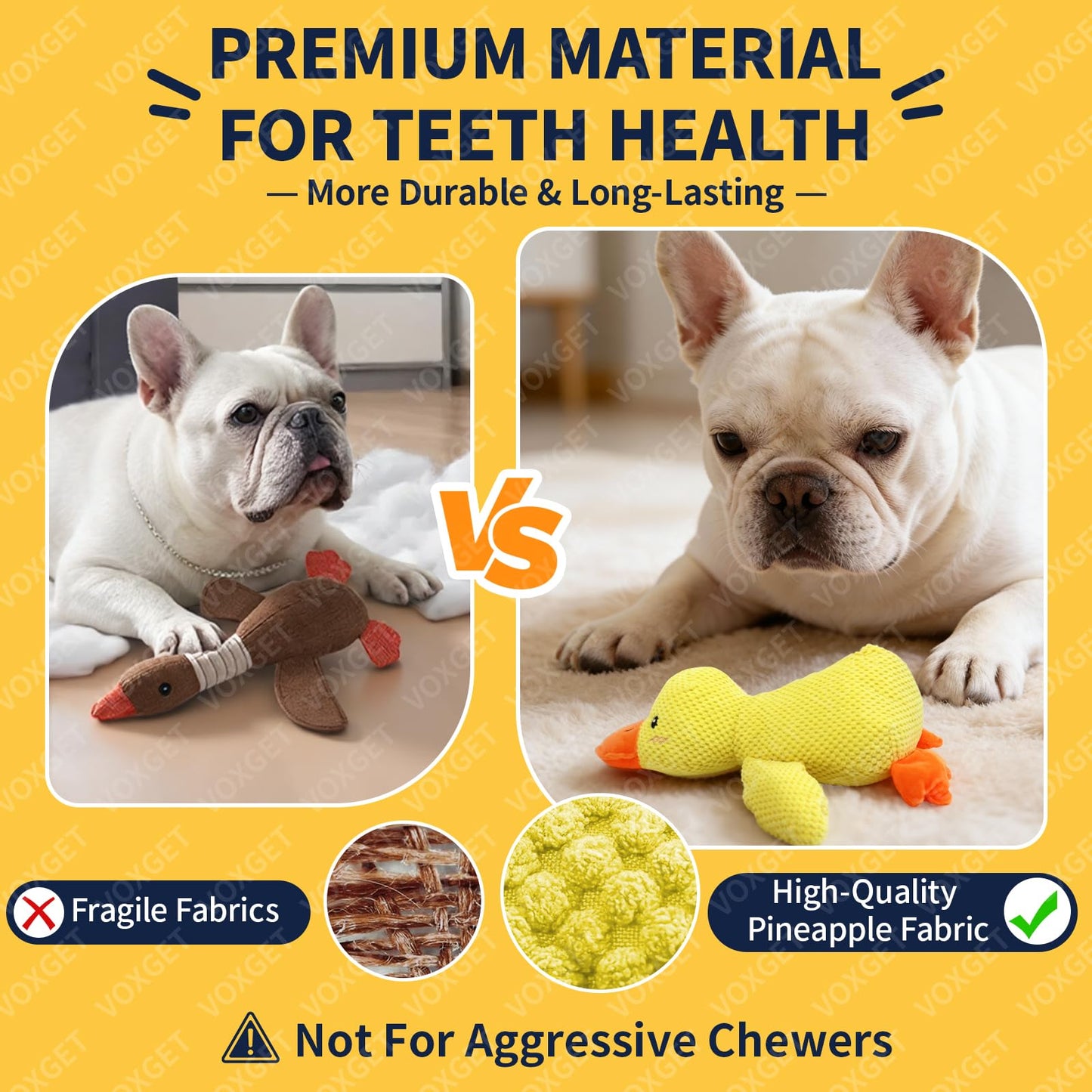 VOXGET Calming Duck Toy for Dogs, 2026 New Interactive Crinkle Toy with Quack Sound for Dogs Teeth, Soft Stuffed Plush Mellow Calming Duck Pillow for Puppy Keep Busy -Yellow, 9"x6"(S)
