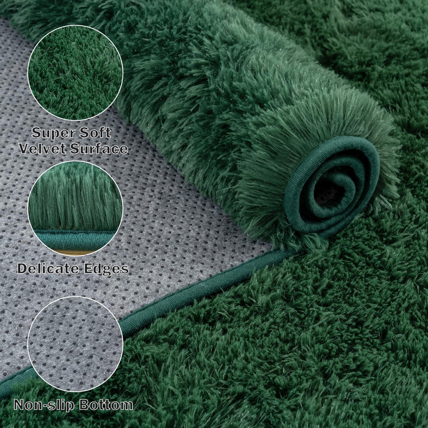 Lairep Large Area Rugs for Living Room Bedroom, 8x10 Feet Dark Green Fluffy Shag Rugs, Ultra Soft Shaggy Plush Fuzzy Modern Indoor Throw Floor Carpet for Girls Boys Dorm Nursery Home Decor Aesthetic