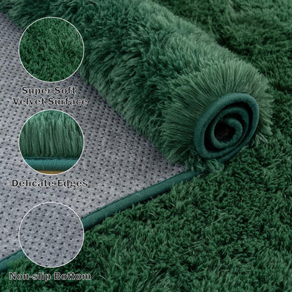Lairep Large Area Rugs for Living Room Bedroom, 8x10 Feet Dark Green Fluffy Shag Rugs, Ultra Soft Shaggy Plush Fuzzy Modern Indoor Throw Floor Carpet for Girls Boys Dorm Nursery Home Decor Aesthetic