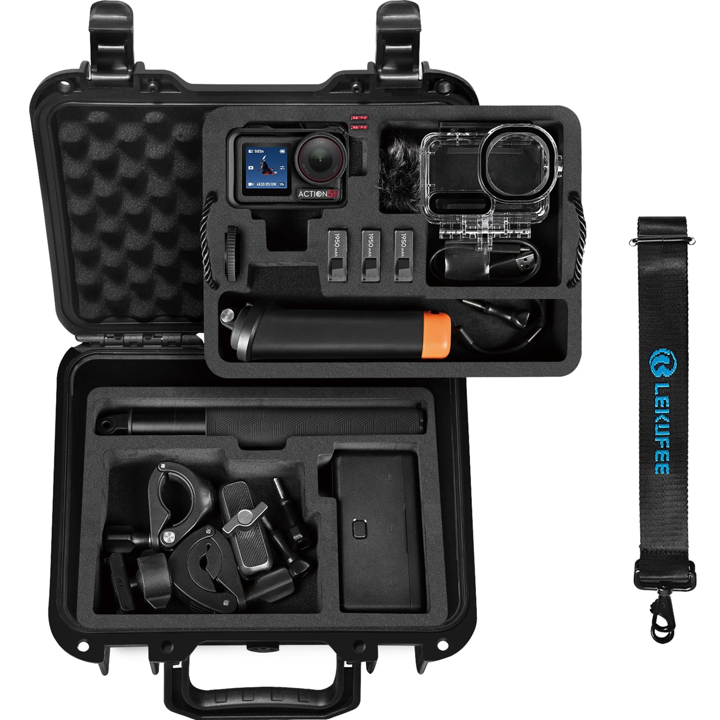 Lekufee Portable Waterproof Hard Case for DJI Osmo Action 6/5 Pro/4/3 Action Camera,Standard Combo,Adventure Combo,More Accessories(Case Only)