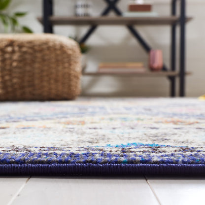 SAFAVIEH Area Rug 8x10 - Madison Collection - Large - Navy & Beige, Boho Tribal Distressed Design, Non-Shedding & Easy Cleaning, Ideal for Living Room, Bedroom, Office, Dining Space (MAD481N)