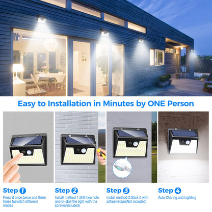 Peasur Solar Lights Outdoor Waterproof [12 Packs/140 LEDs], 3 Lighting Modes Solar Motion Sensor Light Outdoor, Ultra Bright Security Lights Outdoor Solar Lights for Outside Fence Yard Patio Deck