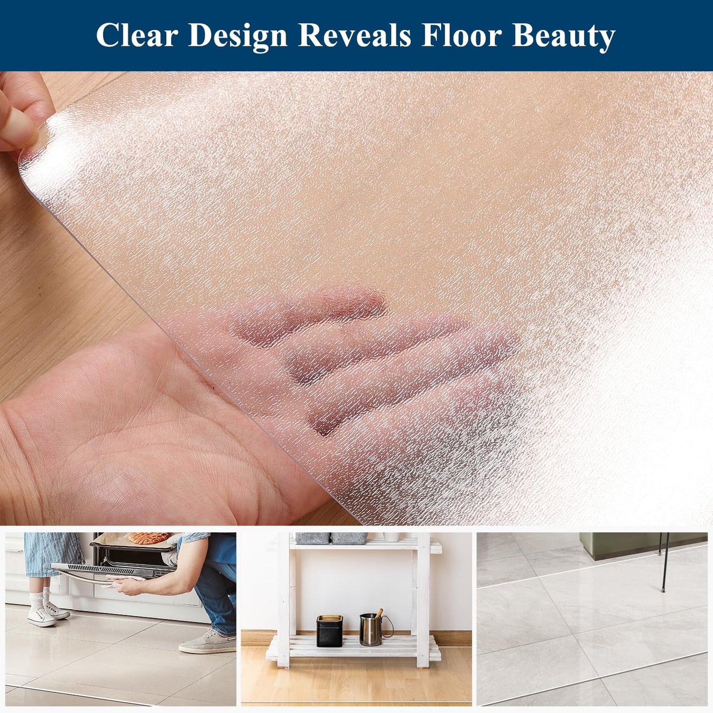 FURKIT Clear Runner Rug for Hallway, 3'x10' No Slip Waterproof Kitchen Standing Floor Mat for High Traffic, Vinyl Indoor Outdoor Entryway Area Rug for Laundry, Bedroom, Living Room