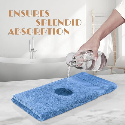 White Classic Light Blue Hand Towels