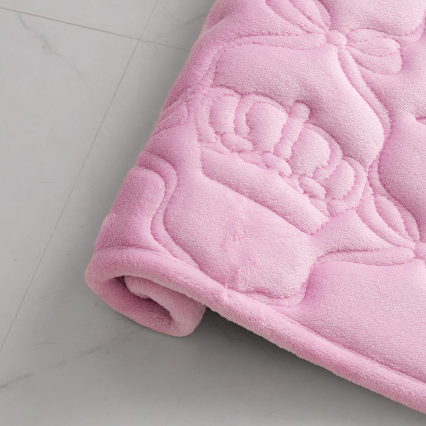 Juicy Couture Quilted Memory Foam Bath Mat, 17" x 24" Bow Lattice Pink Skid-Resistant Bath Rug