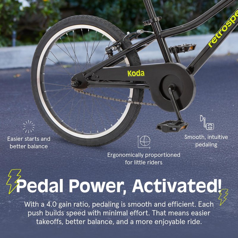 Retrospec Koda Plus Kids Bike for Boys & Girls Ages 6-8 Years - 20" Children's Bicycle, Adjustable Seat & Handlebars, Removable Training Wheels, Front Hand Brakes, Rear Coaster Brake & Safety Bell