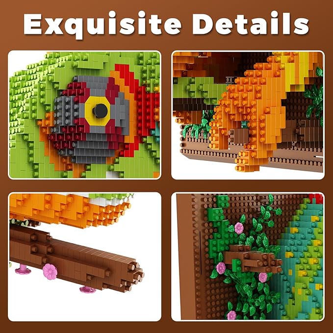 Loyratche Chameleon Animal 3D Wall Art Micro Mini Building Blocks Set Unique Home Wall Decor or Table Display Ideal Birthday Toy for Adults