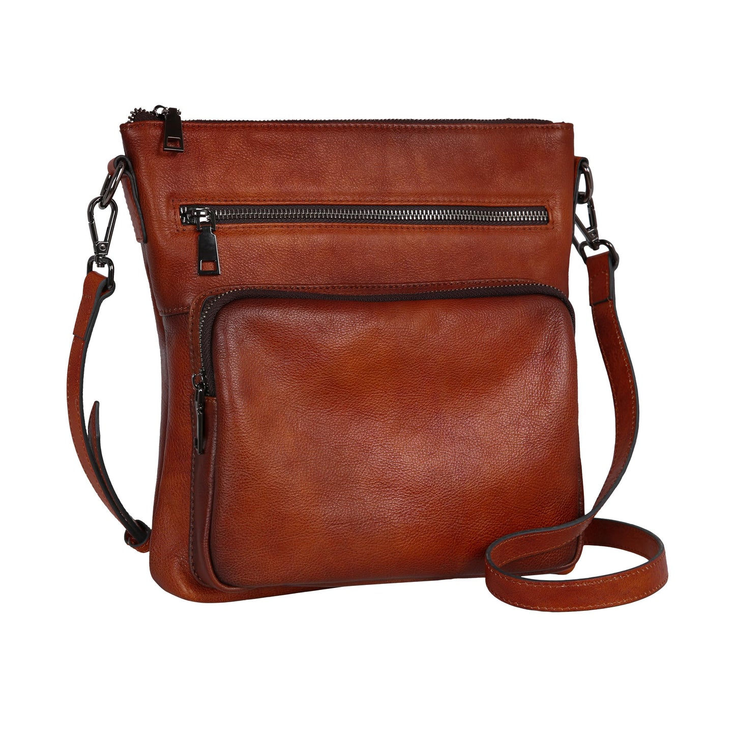 HESHE Genuine Leather Crossbody Purses for Women Soft Leather Purse Satchel Shoulder Bags with Multi Pockets (Brown)