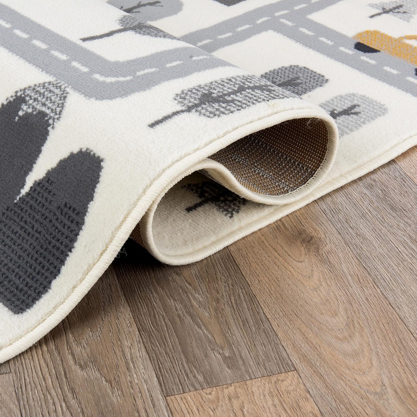 Rugshop Kids Play Road Rug for Playroom,Kidsoom,Nursery Room Interactive Cityscape for Cars and Toys Indoor Soft Area Rug 5' x 7' Cream