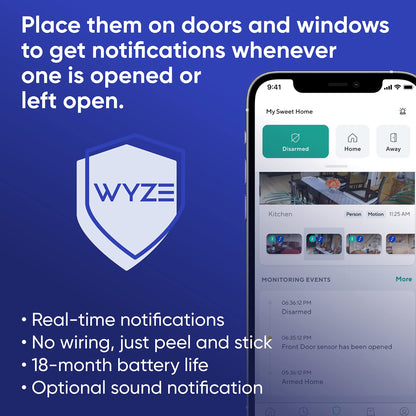 Wyze Home Security Core Kit: Hub, Keypad, Motion Sensor, Entry Sensors (x2); Compatible w/ Wyze Cam, Leak & Climate Sensors; 3 Mo. of 24/7 Professional Monitoring Service Incl., Subscription Required