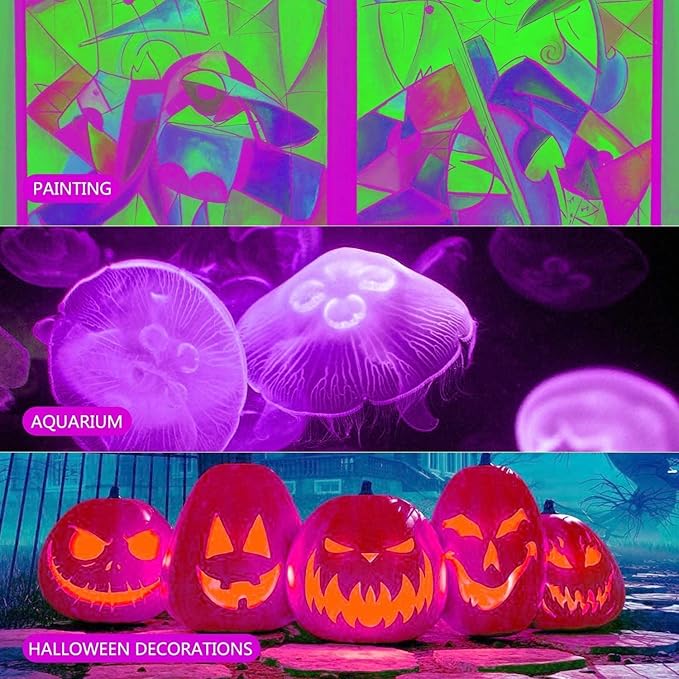 2 Pack 300W Black Lights, LED Blacklight Flood Light with Plug, IP66 Waterproof Black Flood Light Neon Glow for Party, Halloween, Fluorescent Poster, Body Paint