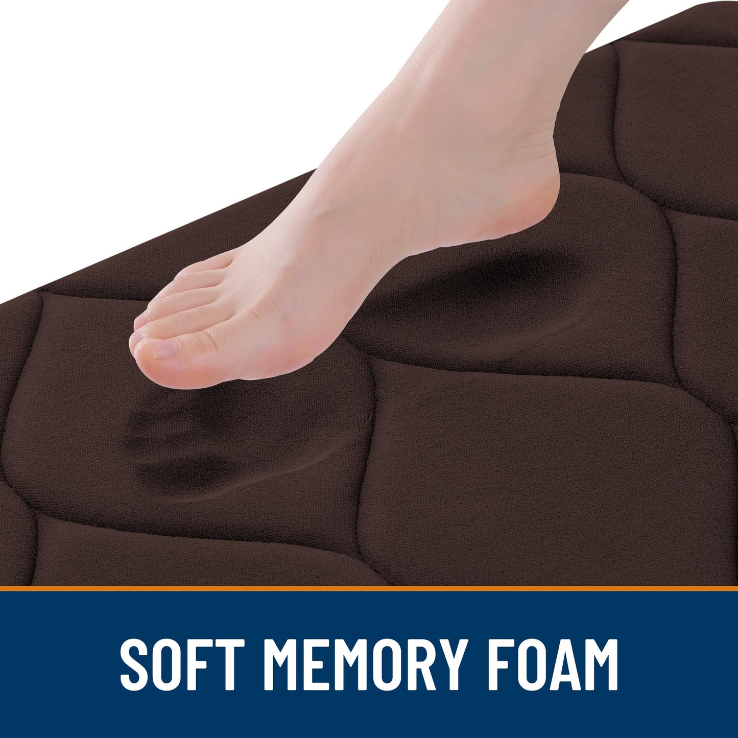 Smiry Memory Foam Bath Mat 30''x20'', Ultra Soft Non-Slip Bathroom Rug, Plush Water Absorbent Quick Dry and Machine Washable Floor Mat for Shower, Tub & Home Decor, Brown