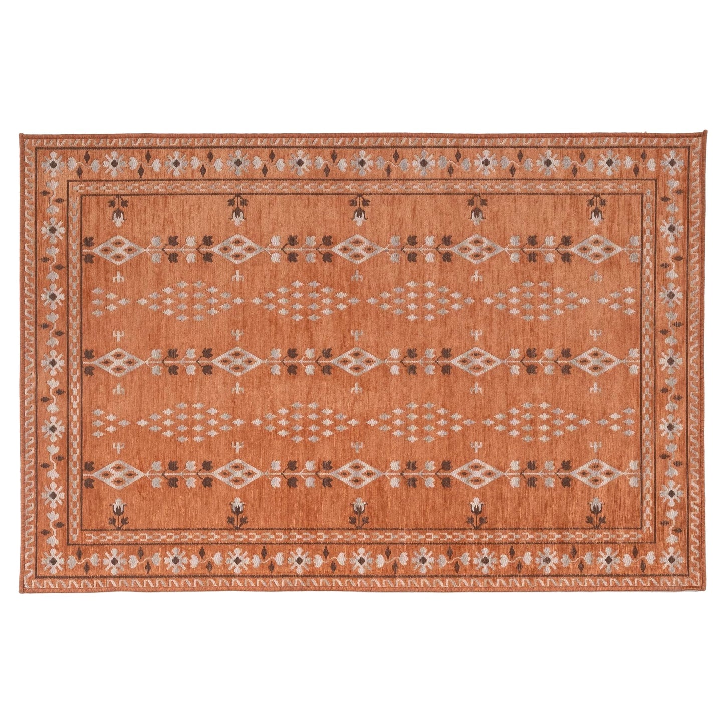 Revival Rugs Garland 4'x6' Washable Area Rug for Kitchen Bedroom Dining Room - Oeko-TEX Certified, Peach