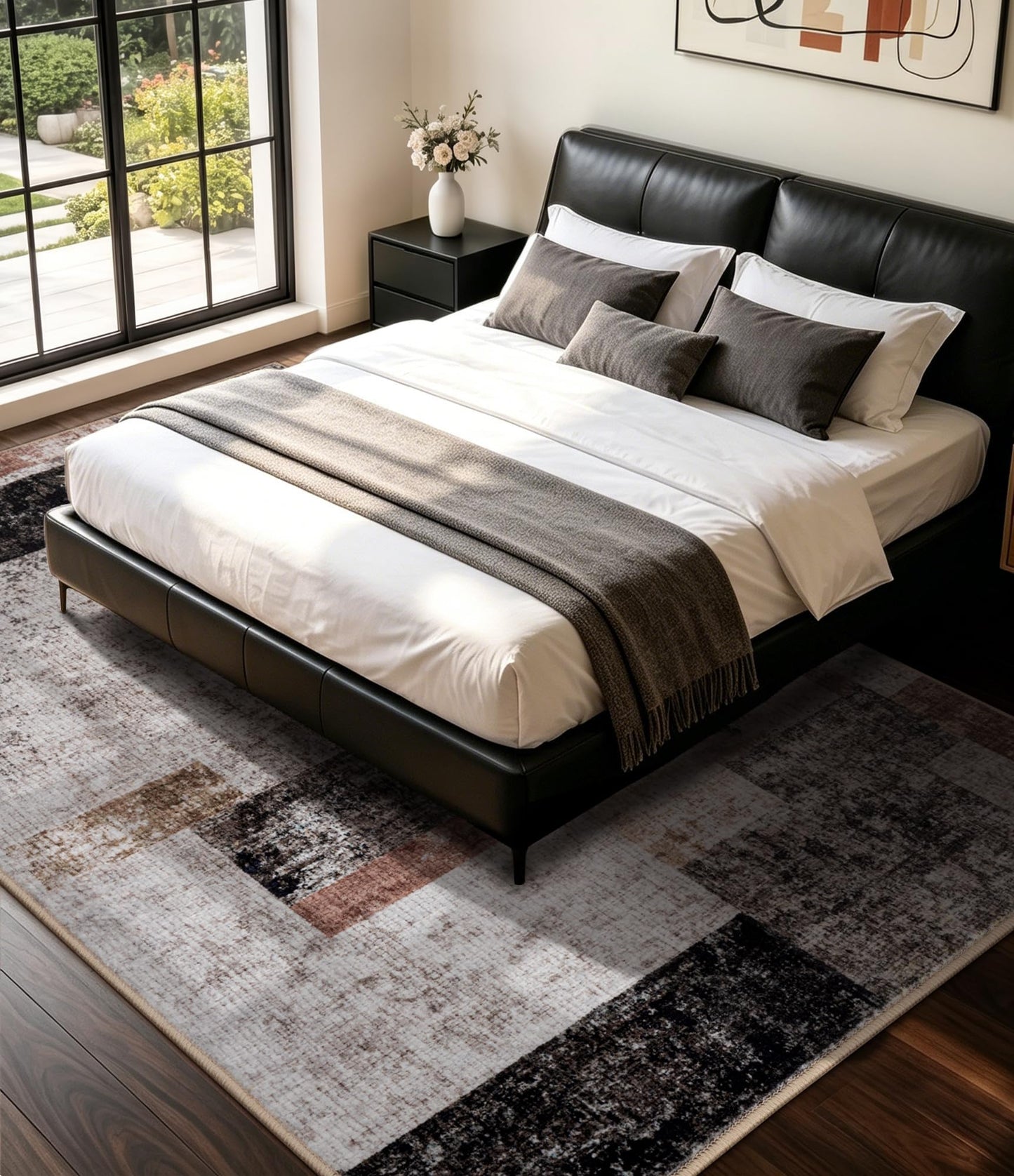 YIHOUSE Washable Geometric Patchwork Rugs for Living Room, Modern Abstract 6x9 Area Rug for Dining Room Table Non Slip Low Pile, Soft Southwestern Rustic Carpet for Bedroom Office