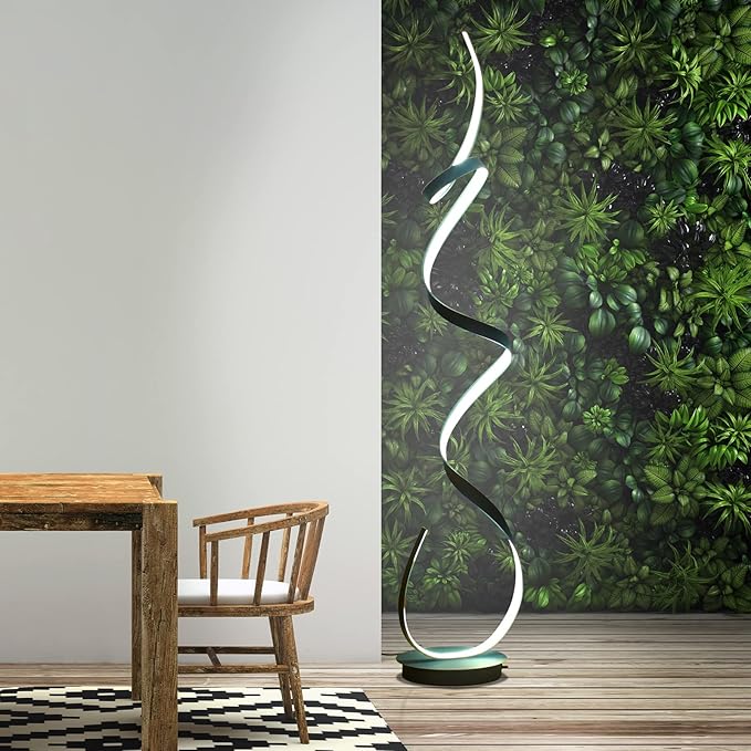 60W 3 Color Temperature LED 59inches Floor Lamp with Remote Control for Living Room,Bedroom,Office Lighting… (Black)
