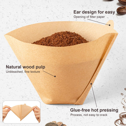 Coffee Filters #4, Unbleached Natural Coffee Filters 8-12 Cup, Disposable Coffee Filters, 4 Cone Paper Compatible with Ninja Coffee Maker, Pour Over and Drip Coffee Maker, 200 Count