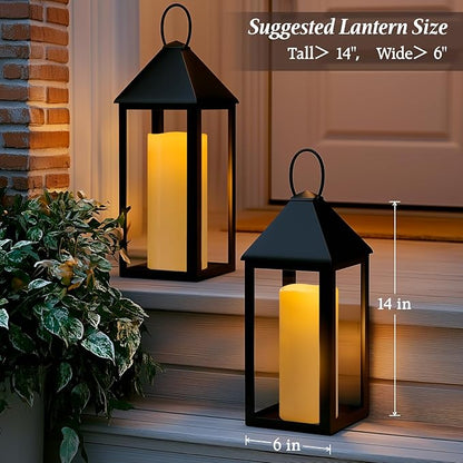 4" x 12" Ivory Large Waterproof Outdoor Flameless Candles Battery Operated LED Flickering Pillar Candles with Remote and Timer for Indoor Outdoor Lanterns, Long Lasting, Set of 2