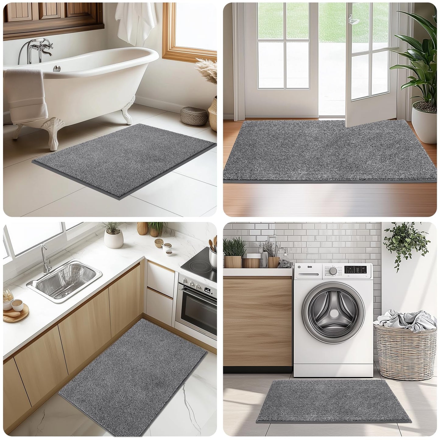DOMUSTEX Washable Entryway Door Rug 34" x 60", Non Slip Kitchen Rug for Floor, Absorbent Entrance Runner Rug for Bedroom, Living Room, Dining Room (Roll Packing)