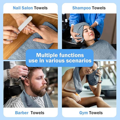 Grey Salon Towels, Super Soft and Absorbent Microfiber Hair Towel