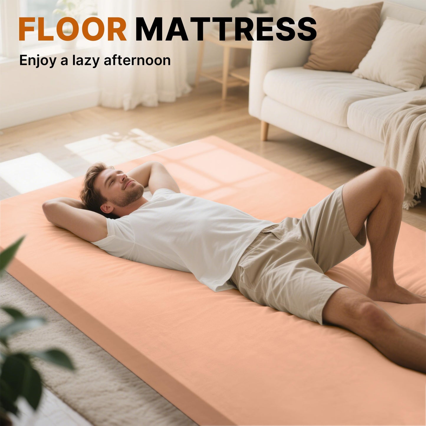 GAIALOOP Floor Memory Foam Car Camping Bed Glamping Roll Up Futon Mattress, Japanese Floor Sleeping Mat Camp Cot Mattress Pad Travel Guest Side Sleepers [Twin XL: 80 * 38 * 3'']