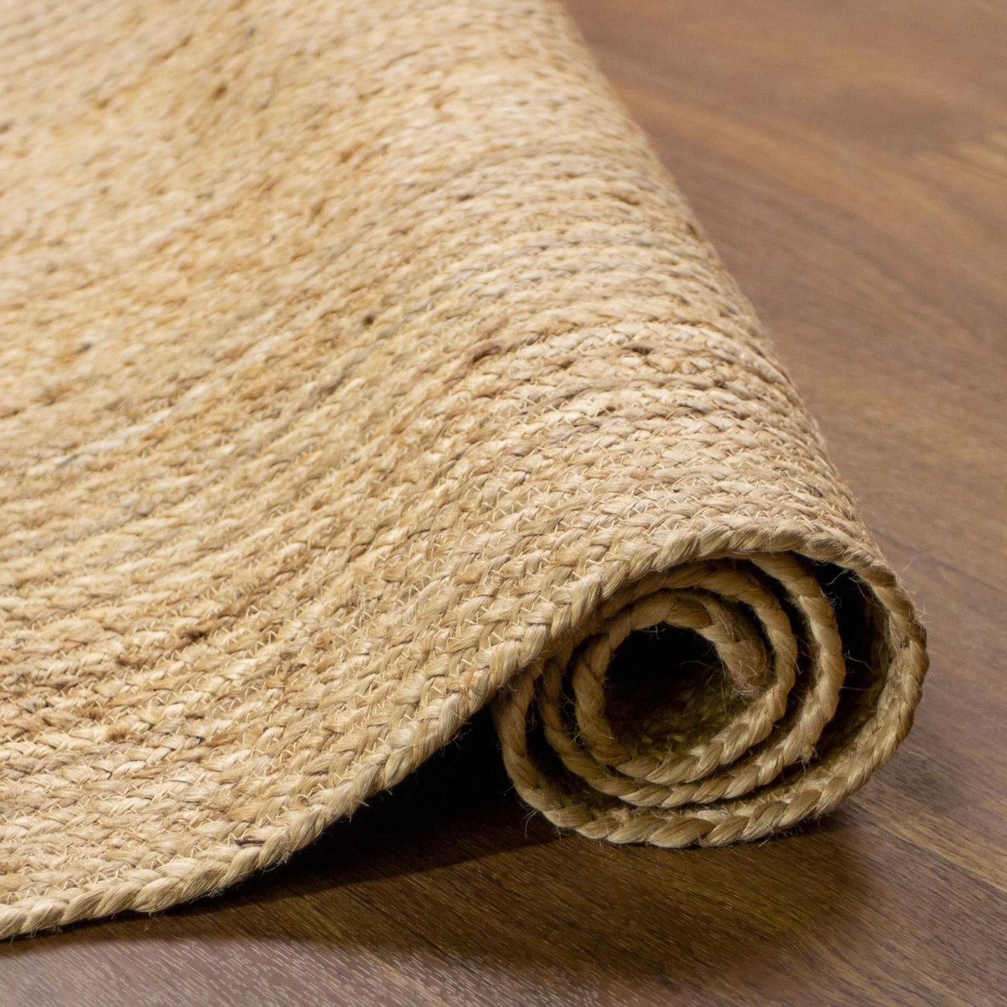 Super Area Rugs Jute Rug - Reversible Natural Fiber Hearth Carpet- Eco Friendly Floor Covering for Kitchen - Doorway Hand Woven, Natural, Half Circle 16" x 33"