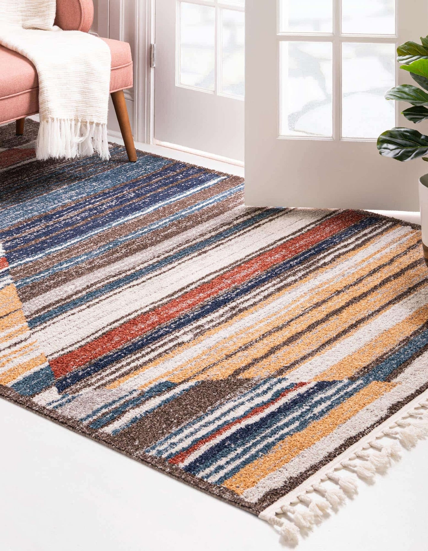 Unique Loom Aramis Collection Area Rug - Zoe (Rectangular 5' 3" x 8' 0", Multi/Blue)